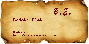 Bodoki Elek névjegykártya